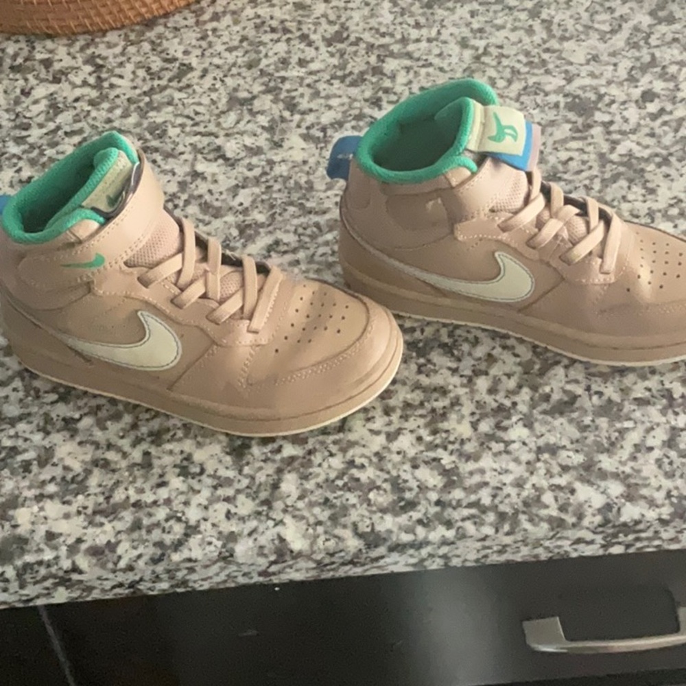 Nike Kids Tan and Green Sneakers